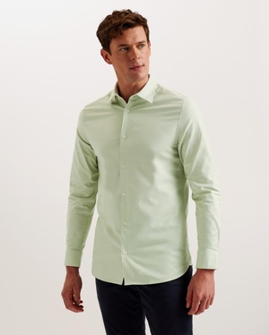 Chemises Ted Baker Long Sleeve Cotton Oxford Vert Homme | UWI-22249499